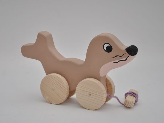 Buy the pull along wooden toys the Seal Baby Girl at BarinToys.com online store.