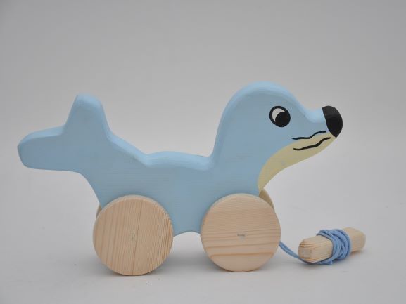 Buy the pull along wooden toys the Seal Baby Boy at BarinToys.com online store.