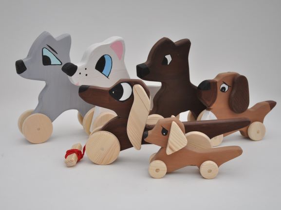 Choose Your's Barin Toys Best Friends Cute Dog wooden pull toys at BarinToys.com online store direct!