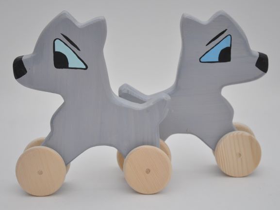 Shy Puppy Husky Toy by Barin Toys Best Friends Cute Dog wooden pull toys at BarinToys.com online store direct!