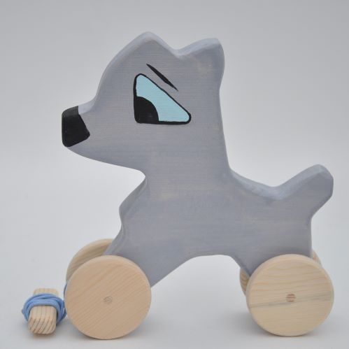 Shy Puppy Husky Toy by Barin Toys Best Friends Cute Dog wooden pull toys at BarinToys.com online store direct!