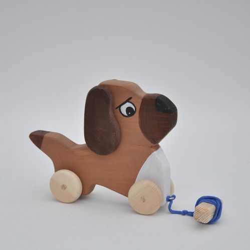 Buy Wooden Toy pull Dog Bulldog by Barin Toys Best Friends Cute Dog wooden pull toys at BarinToys.com online store direct!
