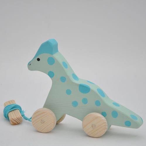 Buy the Barin toys best dinosaur toy for toddlers - Bronto Dino wooden pull toy!