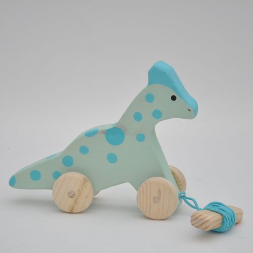 Buy the Barin toys best dinosaur toy for toddlers - Bronto Dino wooden pull toy!