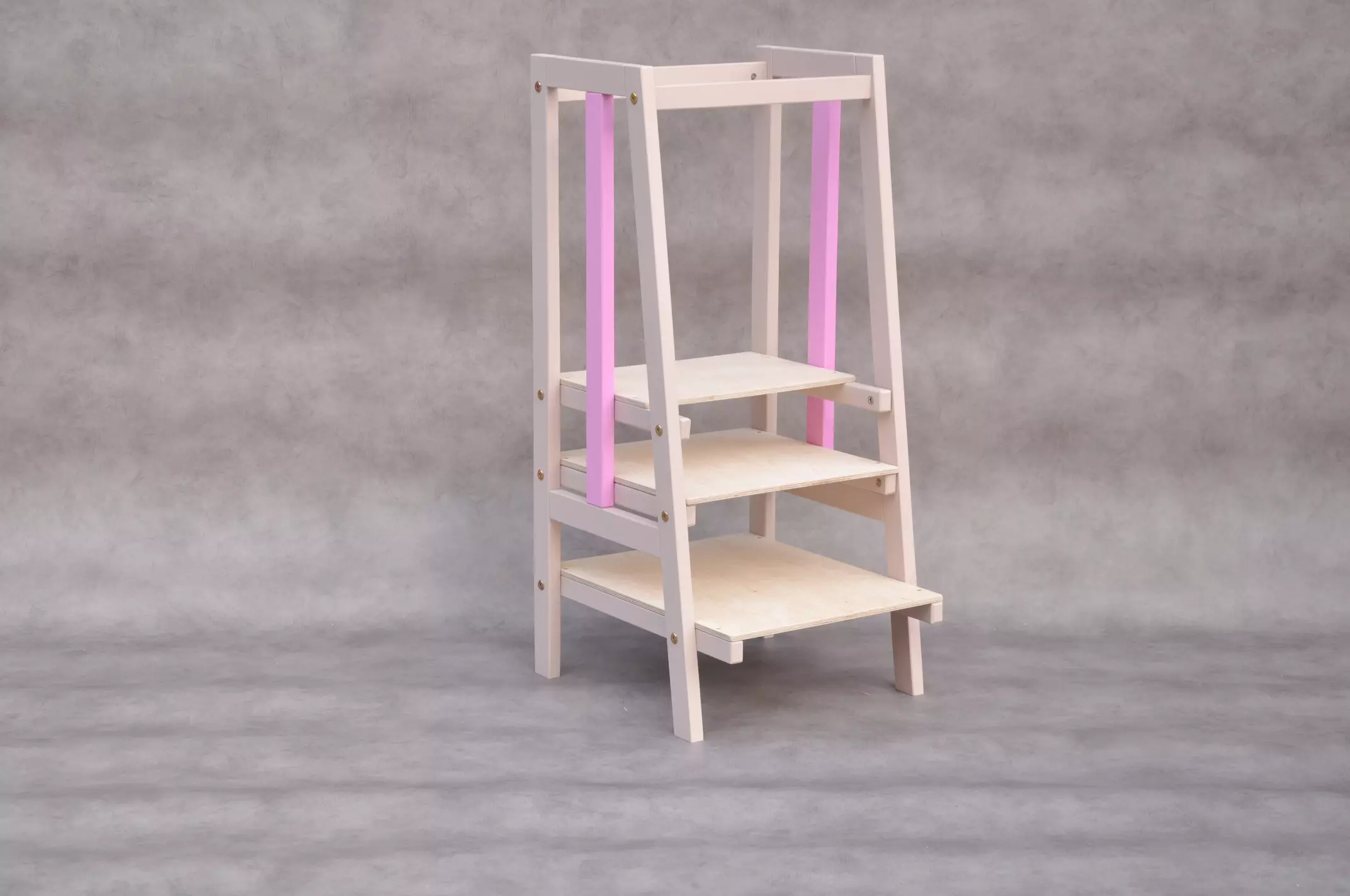 Kitchen helper tower baby girl Stripe Bisque & Orchid cooking toddler learning tower new in 2024 Barin Toys collection of kitchen step stools.
