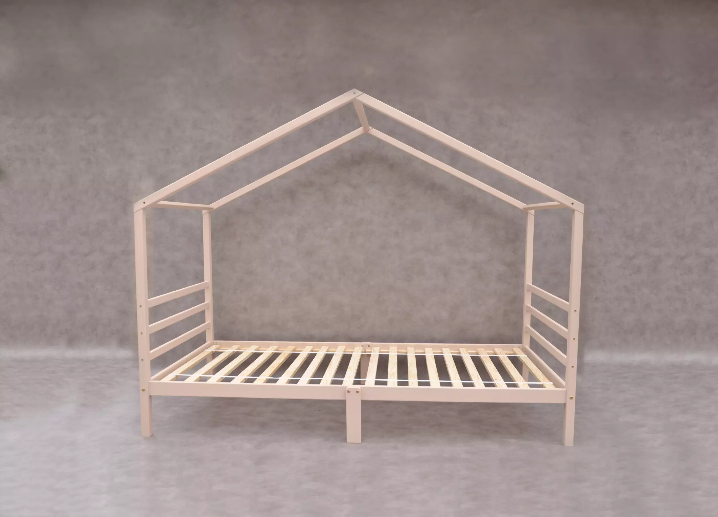 Riga house bed single bed in fawn beige natural color for school-age children's and teens by Barin Toys brand company online store.