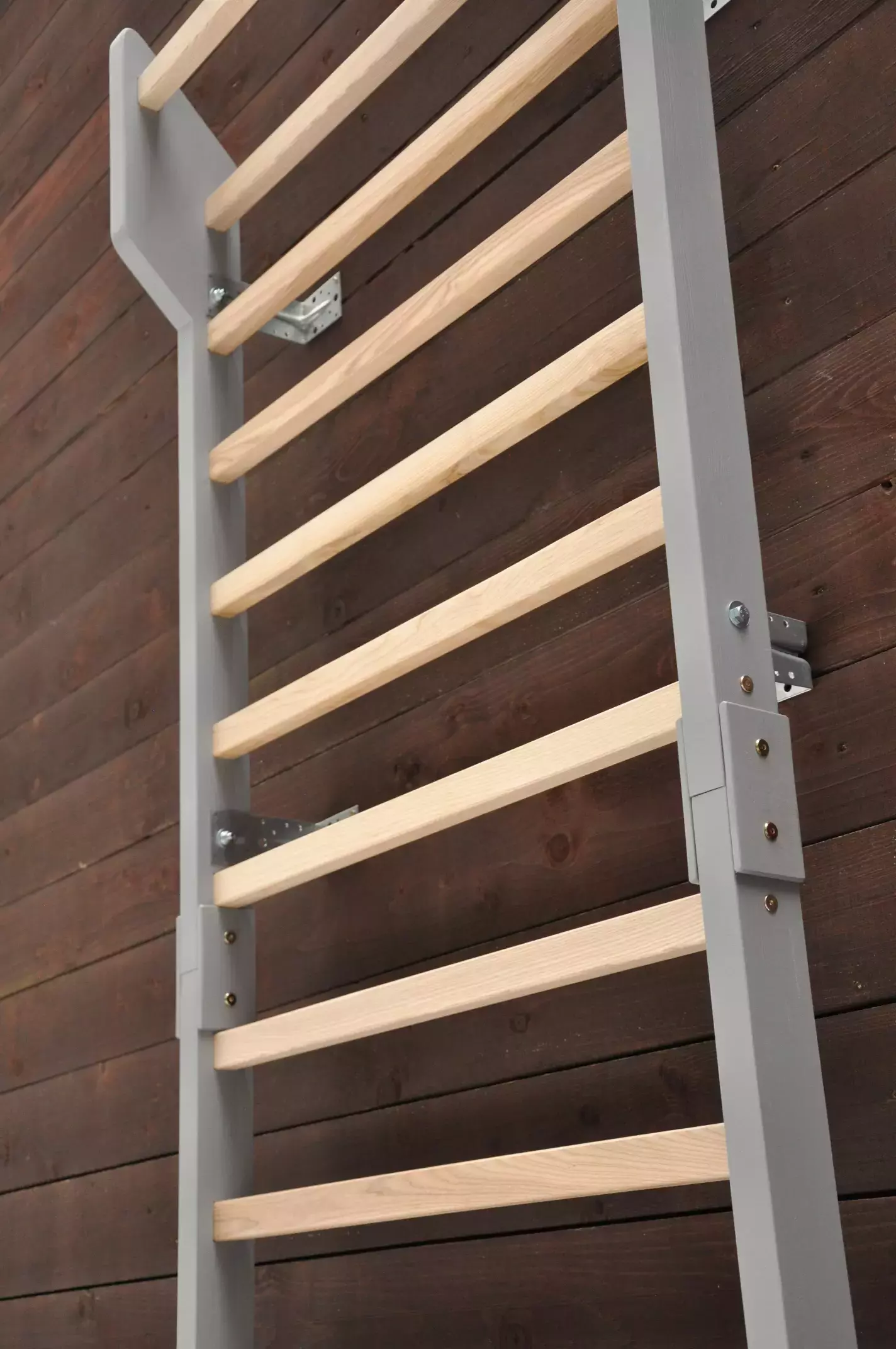 Wall bars ash wood grey color swedish ladder for adult fitness home gym.