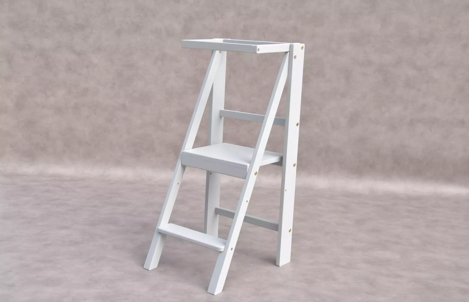 Learning tower Slim foldable step stool by Barin Toys brand - Montessori kids natural wood kitchen helper stool for toddlers and preschoolers.