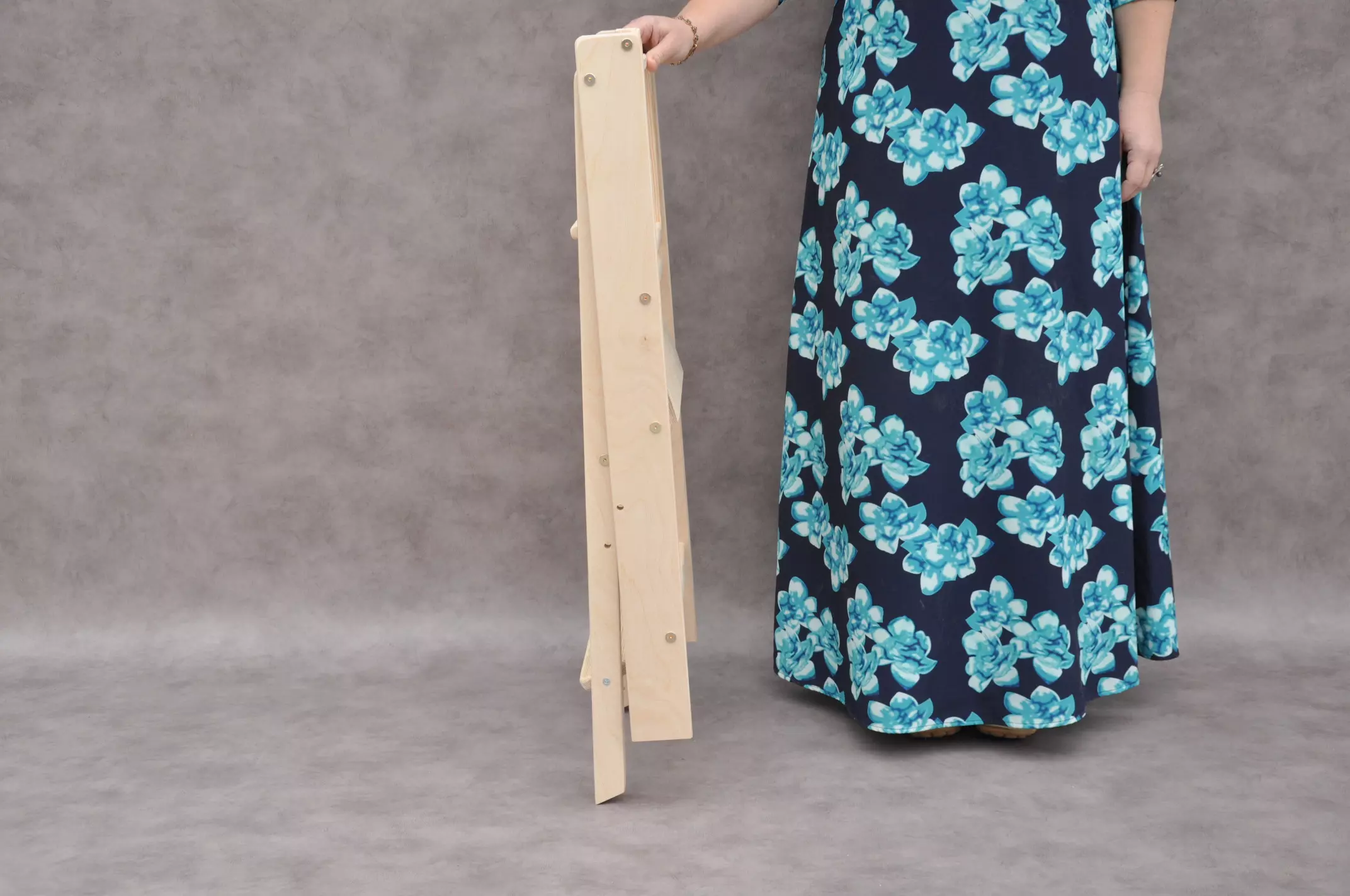 Barin Toys Slim Authentic foldable learning tower in folded position, compact kitchen step stool for home needs.