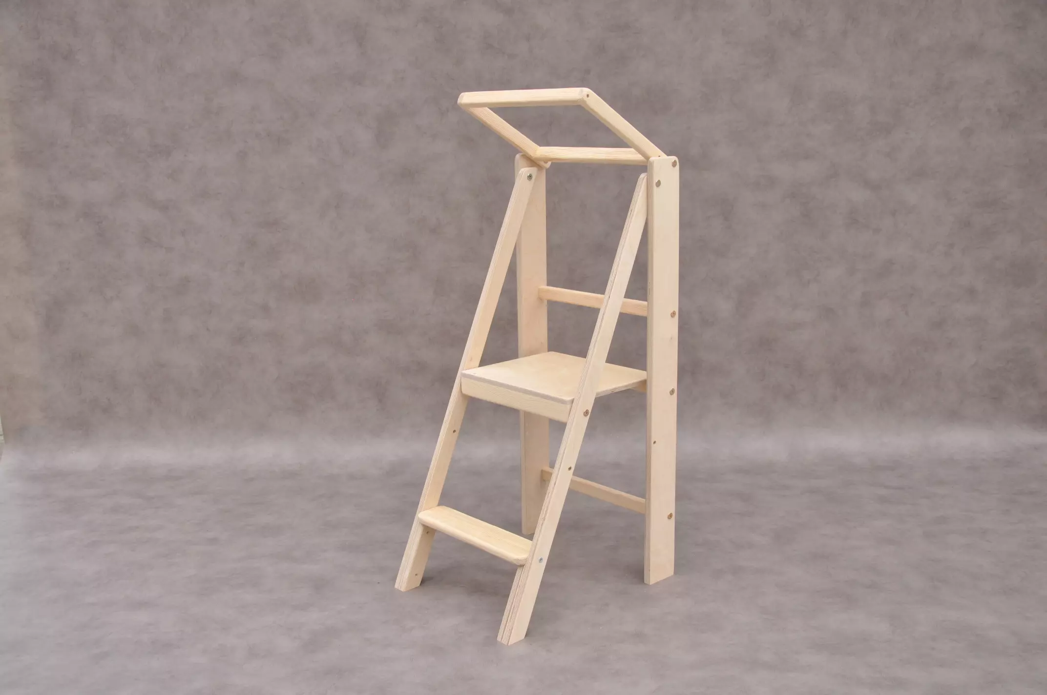 Toddler tower Barin Toys Authentic Slim kitchen helper & step stool fit family needs: solid wood and pure natural foldable kitchen ladder for adults and children.