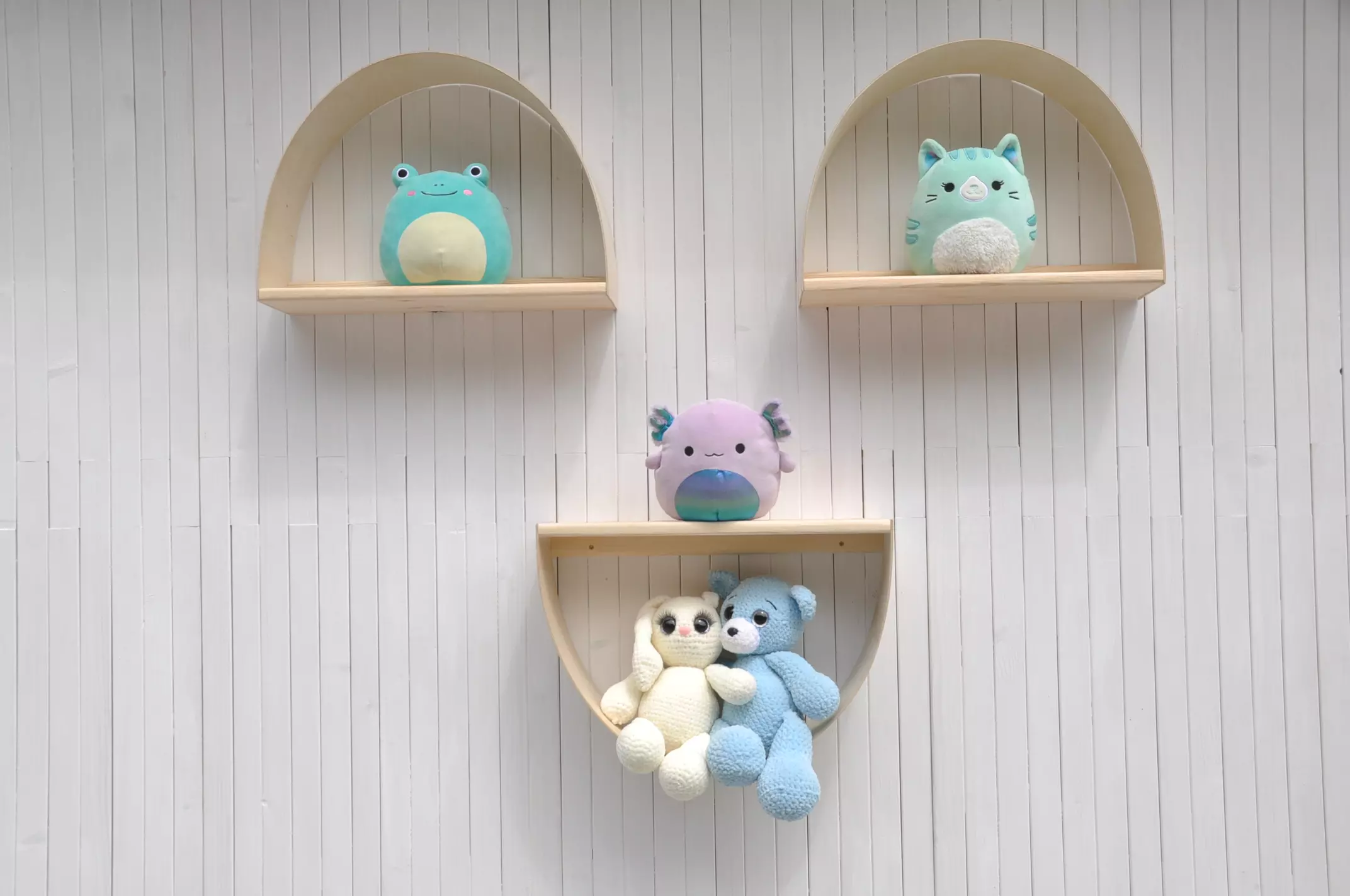Nursery room shelves to start Your day with a Smile - Barin Toys emoji floating wood shelves for teenage bedroom.