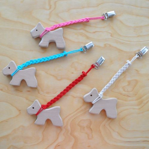 HEALLILY 4pcs Wooden Pacifier Clips Baby Braided Cotton Rope Soother Teething Clips Pacifier Holder Baby Chew Toys Gift