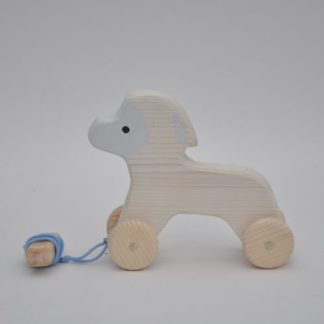 Buy direct at BarinToys.com online store the wooden baby pull along toy the White Lamb.