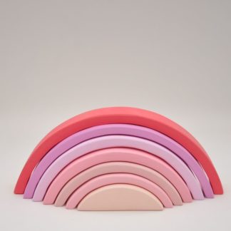 Buy pastel shades of pink rainbow stacking toy for toddler girl visual and motor skill development at BarinToys.com online store