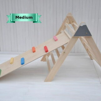 Triangle Mountain Climber Baby easy folding wooden climbing play frame and slide for indoor / outdoor playground organization at your home.