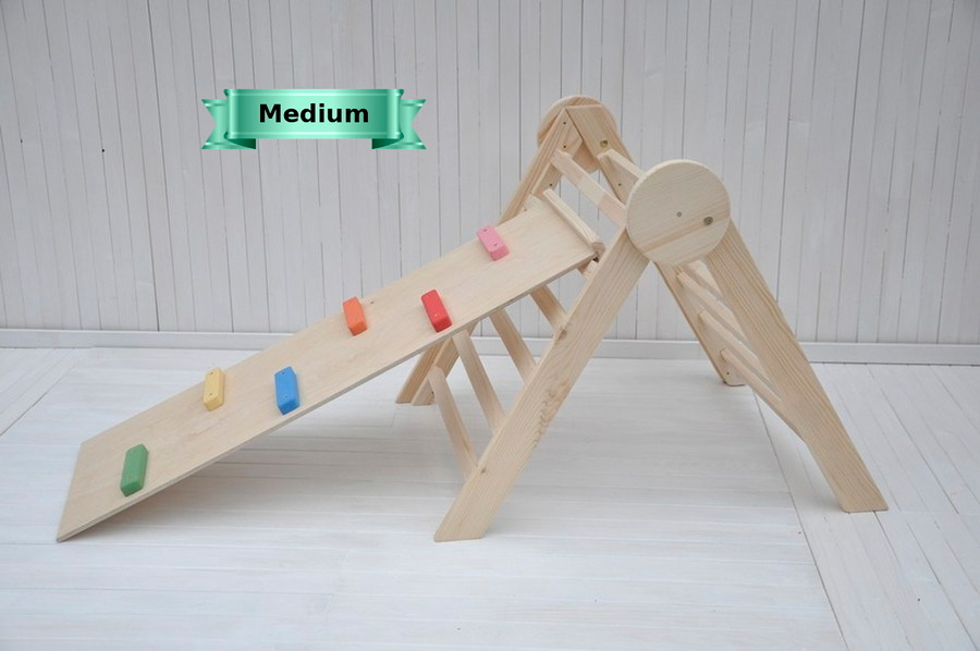 Wooden climbing frame Barin Toys baby climber indoor and outdoor sport activity center with slide.